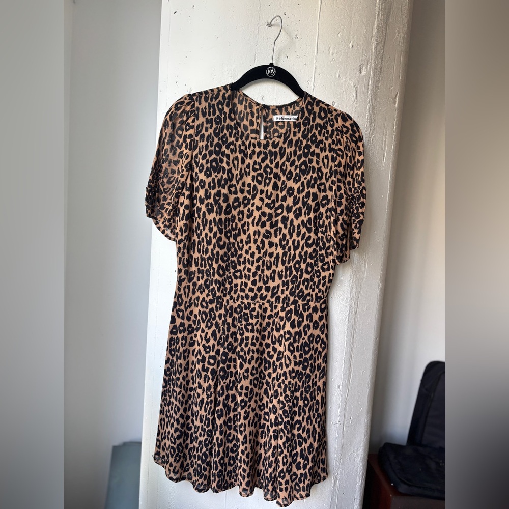 Reformation Leopard Print Mini Dress in Brown and Black